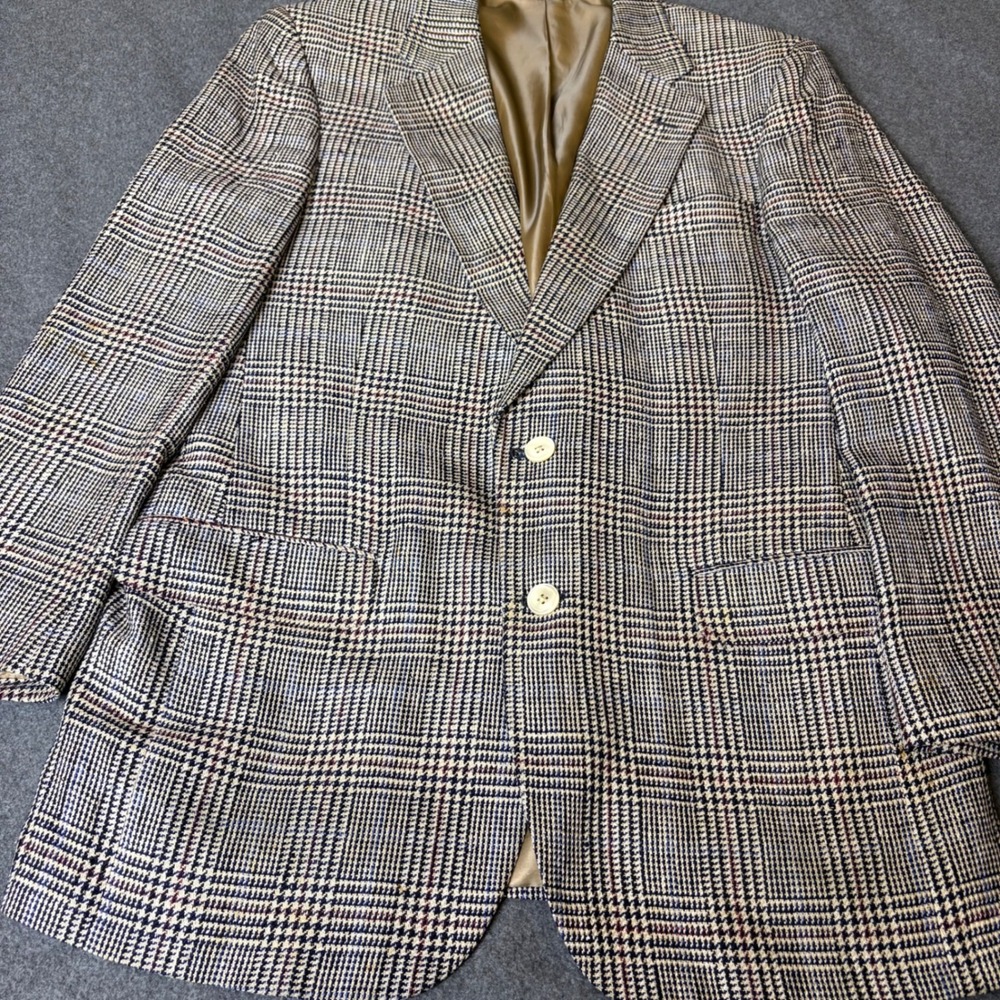 Burberrys Barneys New York Silk Blazer Mens 38 Glen Check Plaid Sport Coat USA